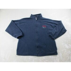 VINTAGE Olympics Sweater Mens 2XL XXL Blue Fleece Full Zip USA 90s*‎